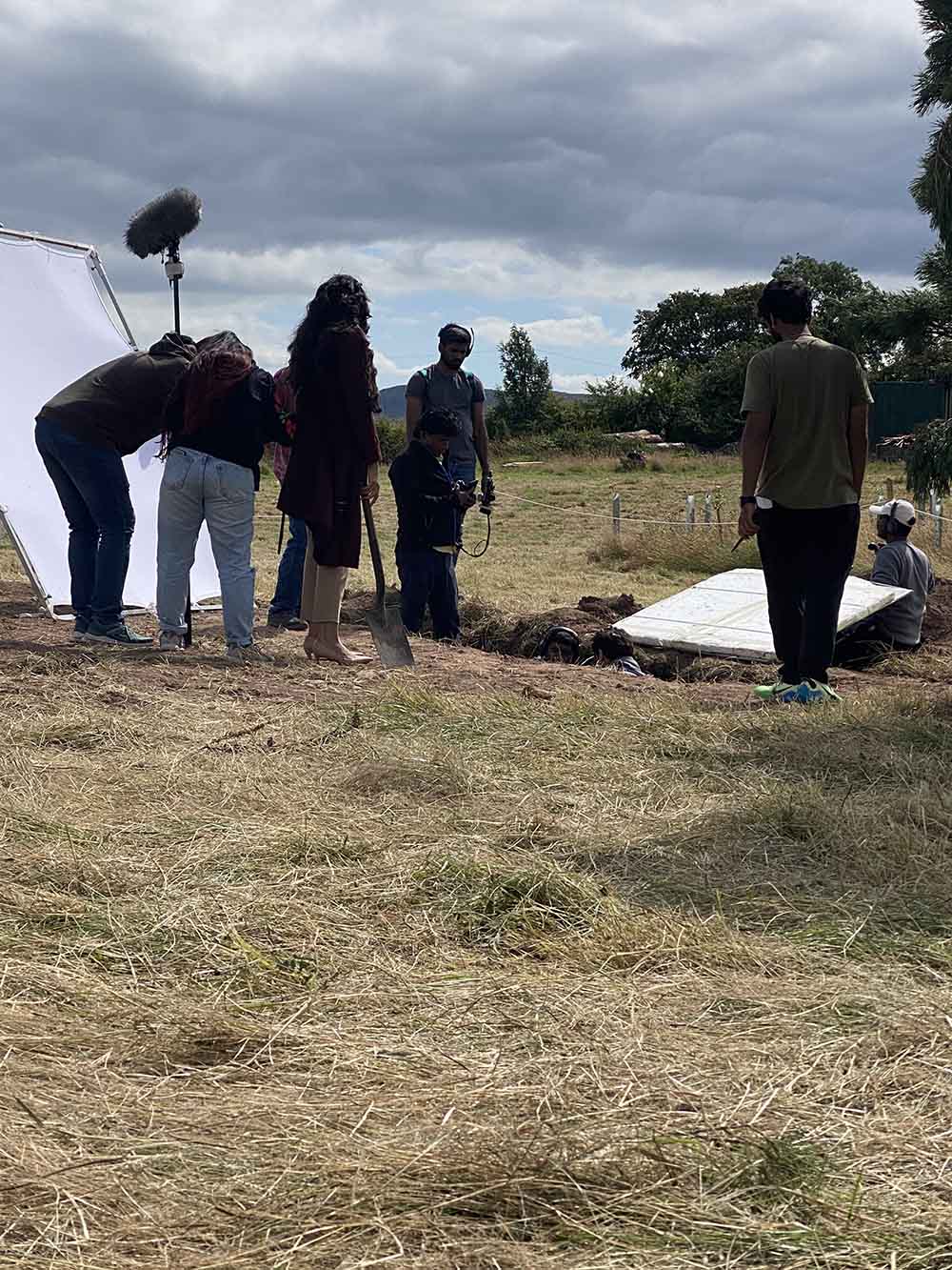 Film crew on location filming a Bollywood thriller